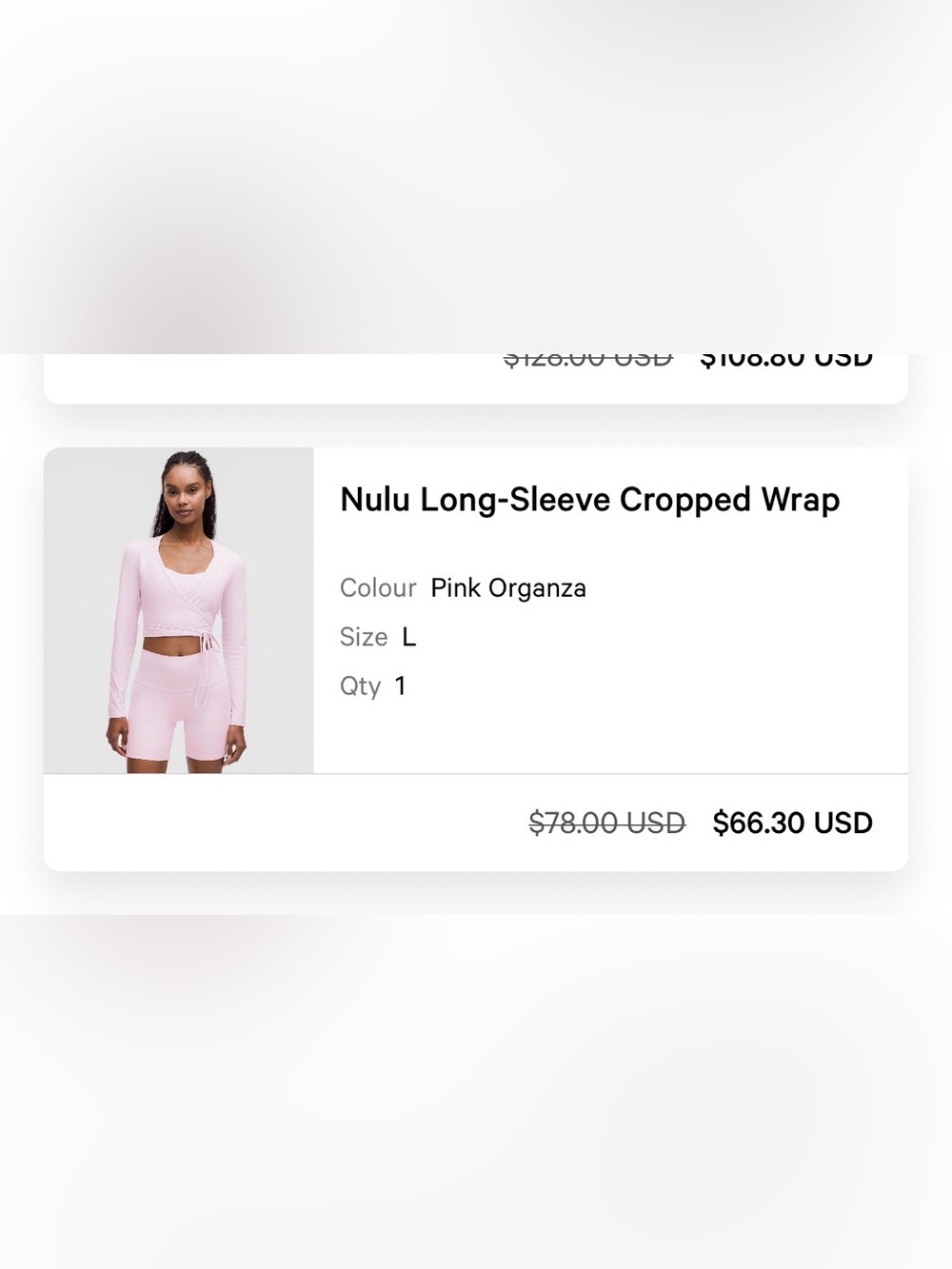 LULULEMON nulu long sleeve cropped wrap PINK ORGANZA SIZE LARGE - Picture 4 of 4